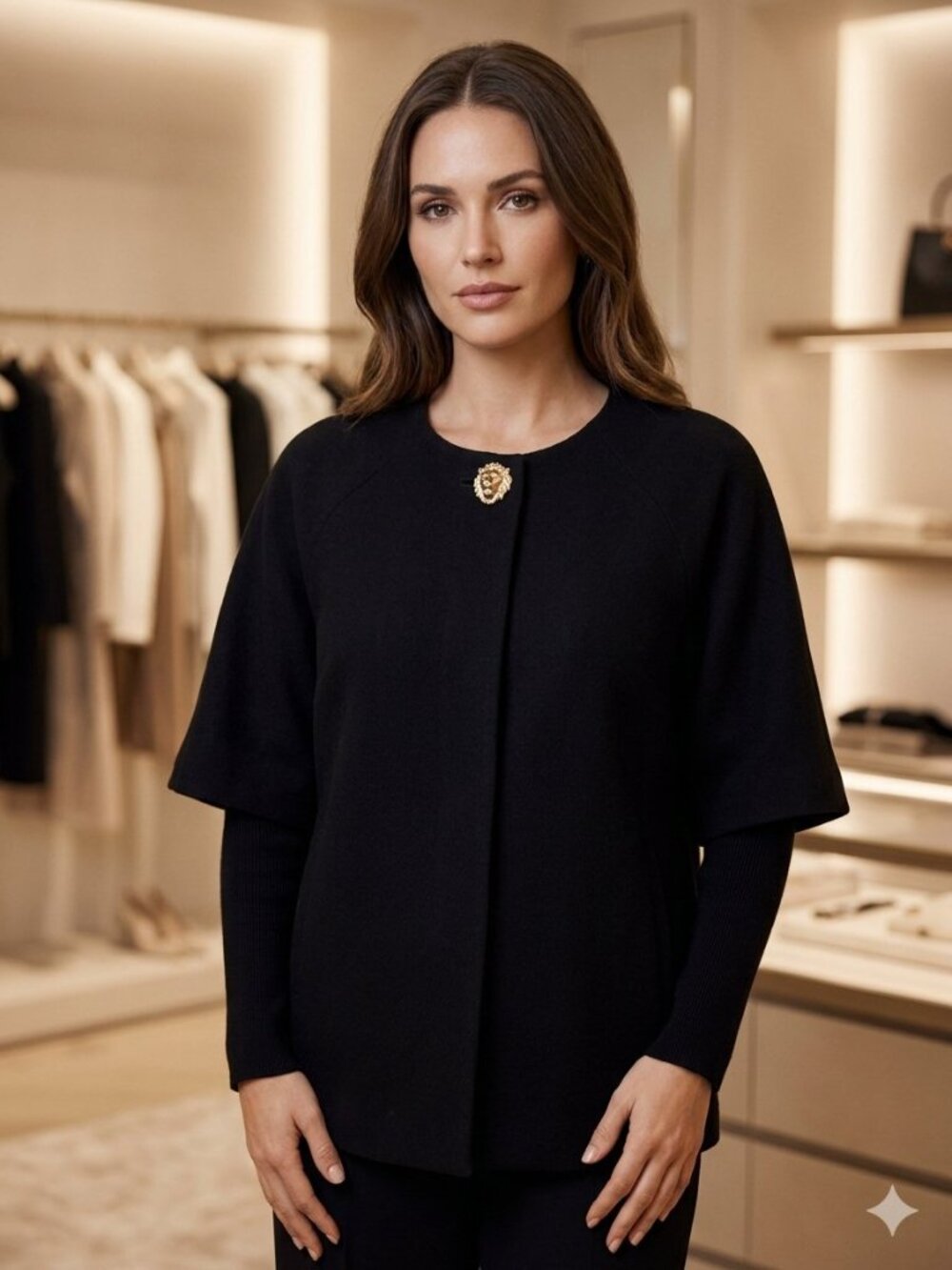 Chico's Black Double Layer Jacket Gold tone Turnlock Clasp 1 Medium